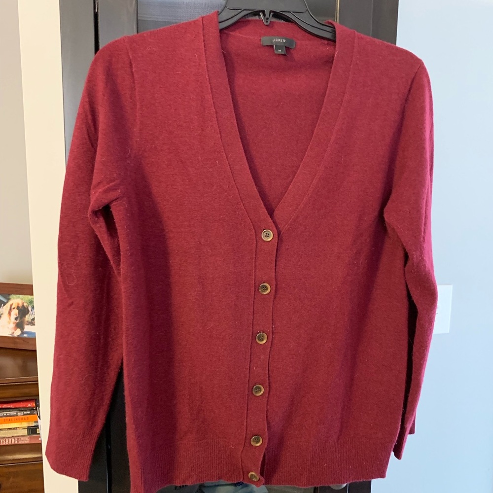 Burgundy J. Crew wool cardigan